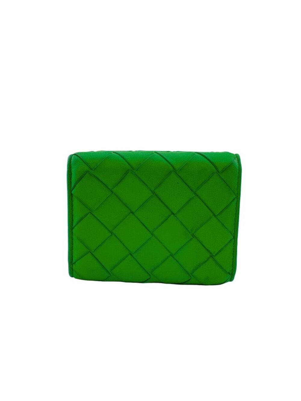 Bottega Veneta Intrecciato Compact Wallet Trifold Mini Leather Green Braided